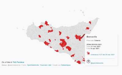 COVID-19 e i comuni siciliani in zona rossa anno 2021